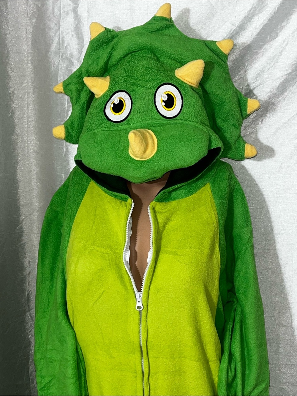 Green Women's Dinosaur  Hooded Onesie Jumpsuit - Picture 4 of 8